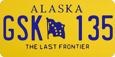 AK license plate GSK135