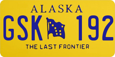 AK license plate GSK192