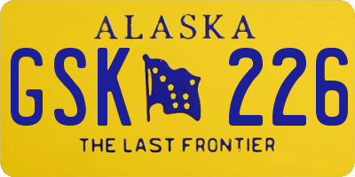 AK license plate GSK226