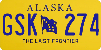 AK license plate GSK274