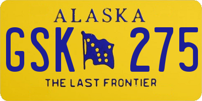 AK license plate GSK275