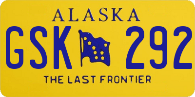 AK license plate GSK292