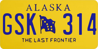 AK license plate GSK314