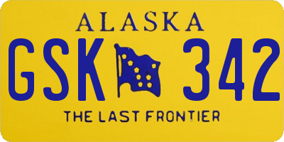 AK license plate GSK342