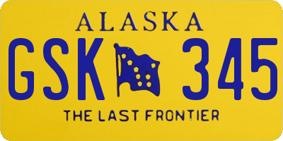 AK license plate GSK345