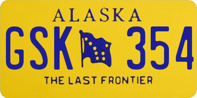 AK license plate GSK354