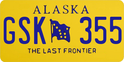 AK license plate GSK355