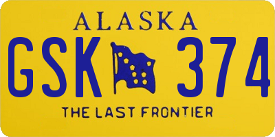 AK license plate GSK374