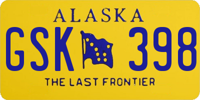 AK license plate GSK398