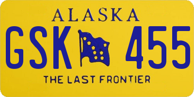 AK license plate GSK455