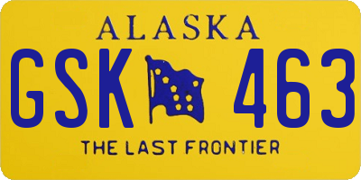 AK license plate GSK463