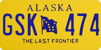 AK license plate GSK474