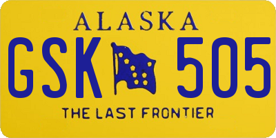 AK license plate GSK505