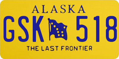 AK license plate GSK518