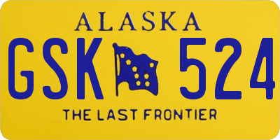 AK license plate GSK524