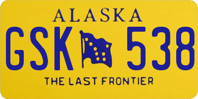 AK license plate GSK538