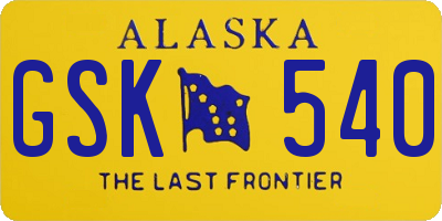AK license plate GSK540