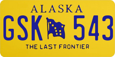 AK license plate GSK543