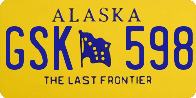 AK license plate GSK598