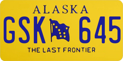 AK license plate GSK645