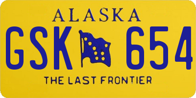 AK license plate GSK654