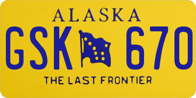 AK license plate GSK670