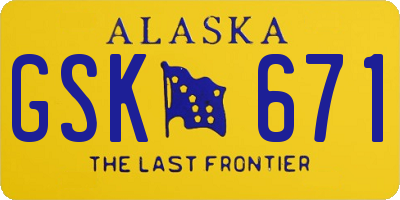 AK license plate GSK671