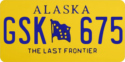 AK license plate GSK675