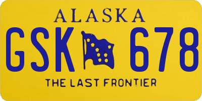 AK license plate GSK678