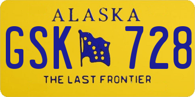 AK license plate GSK728