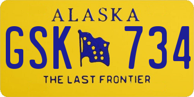 AK license plate GSK734