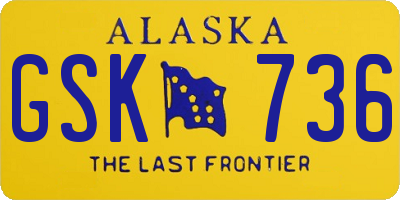 AK license plate GSK736