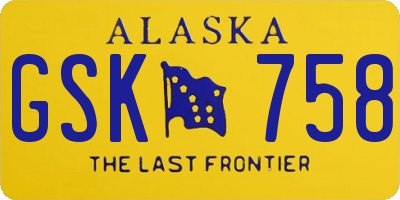 AK license plate GSK758