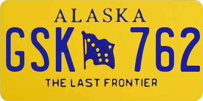 AK license plate GSK762