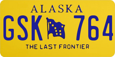 AK license plate GSK764