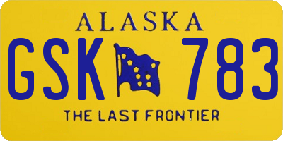 AK license plate GSK783