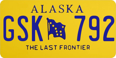 AK license plate GSK792