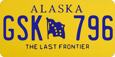 AK license plate GSK796