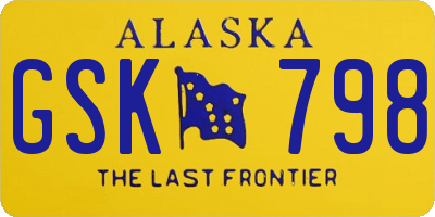 AK license plate GSK798
