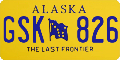 AK license plate GSK826
