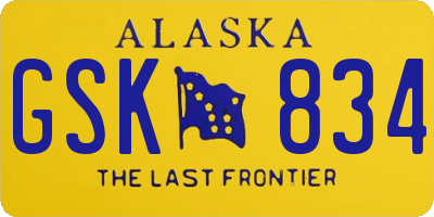 AK license plate GSK834