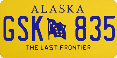 AK license plate GSK835