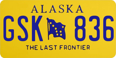 AK license plate GSK836