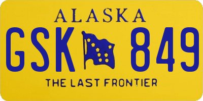 AK license plate GSK849