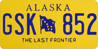 AK license plate GSK852