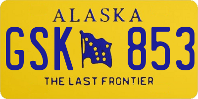 AK license plate GSK853