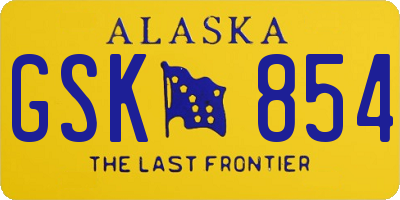 AK license plate GSK854