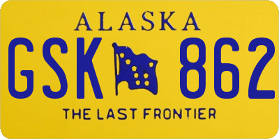 AK license plate GSK862