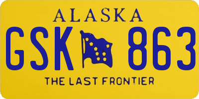 AK license plate GSK863