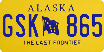 AK license plate GSK865